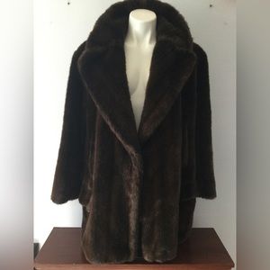 Anna Sui Vintage Faux Mink Coat Dark Brown
